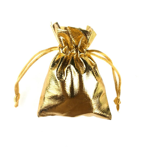 Metallic Lame Gift Pouch Bag, 3-Inchx 4-Inch, 12-Piece, Gold