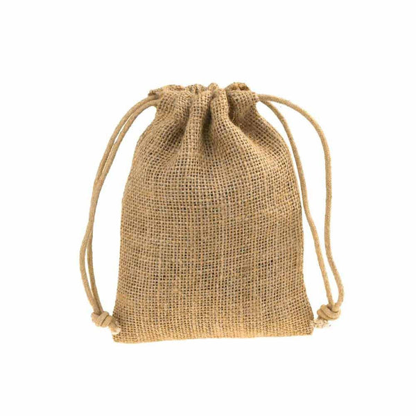 Natural Burlap Favor Bags with Drawstring, 12-Piece