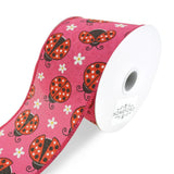 Ladybugs and Daisies Linen Wired Ribbon, 2-1/2-Inch, 10-Yard