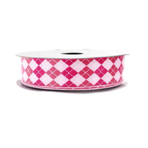 Argyle Grosgrain Ribbon, 7/8-Inch, 10 Yards, Pink