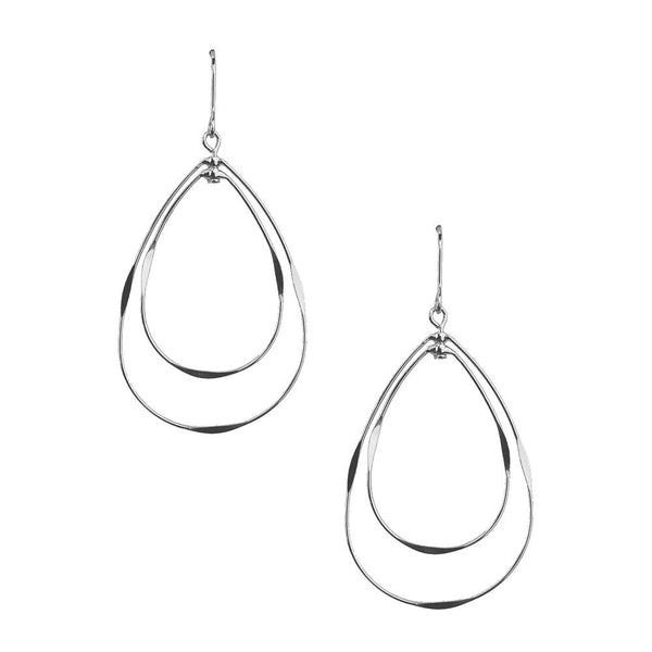 Geometrical Tear Drop Dangle Earrings, Silver, 1-1/2-Inch