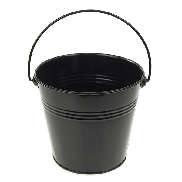 Metal Pail Bucket Party Favor, 5-inch, Black