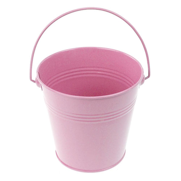 Metal Pail Bucket Party Favor, 5-Inch, Pink