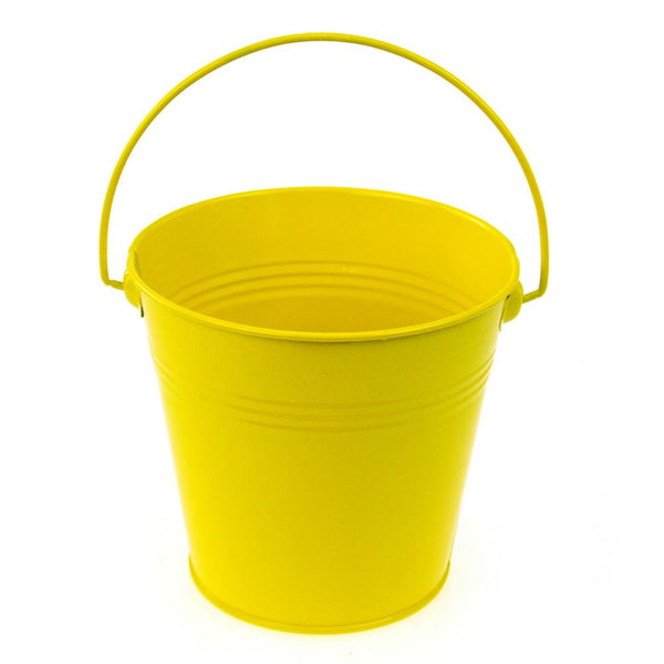 Metal Pail Bucket Party Favor, 5-Inch, Yellow