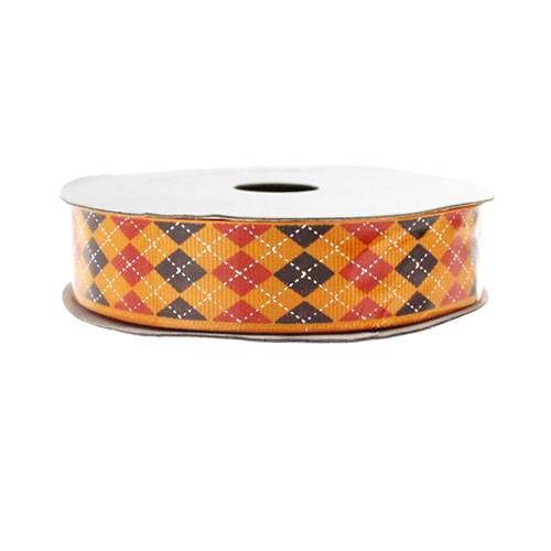 Argyle Grosgrain Ribbon, 7/8-Inch, 10 Yards, Orange