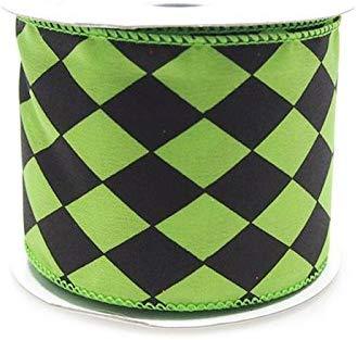 Harlequin Diamond Poly Ribbon, 2-1/2-inch, 10-yard, Apple Green