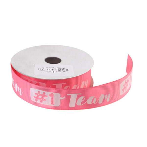 Number 1 Team Sports Grosgrain Ribbon, 7/8-Inch, 3-Yard, Pink