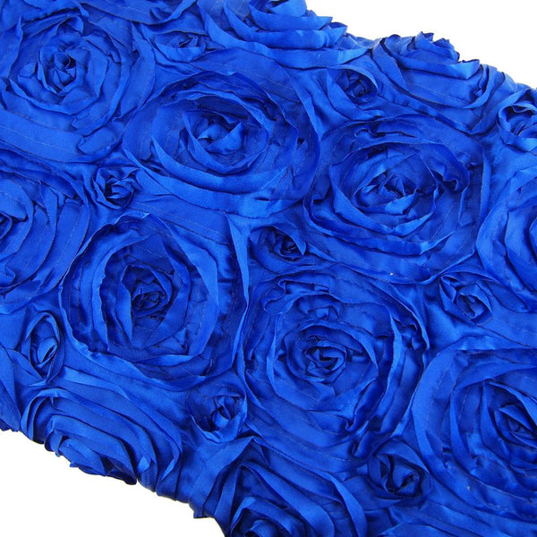 Satin Rosette Table Overlay With Serged Edge, 72-Inch x 72-Inch, Royal Blue