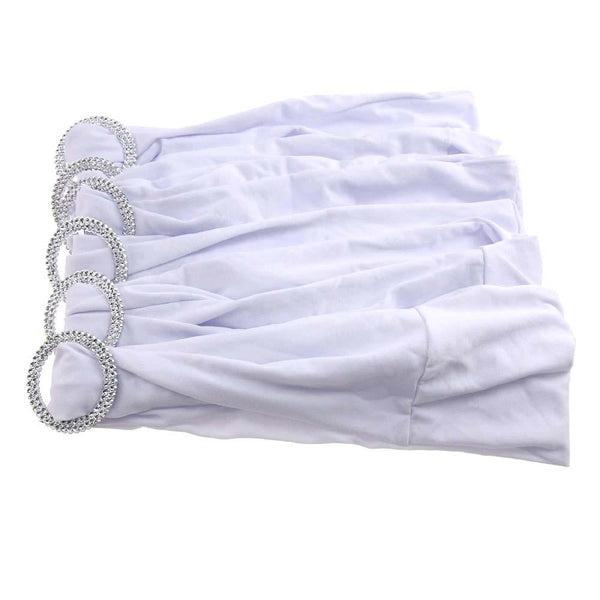 Spandex Chair Sash with Buckles, 13-Inch, 6-Piece, White