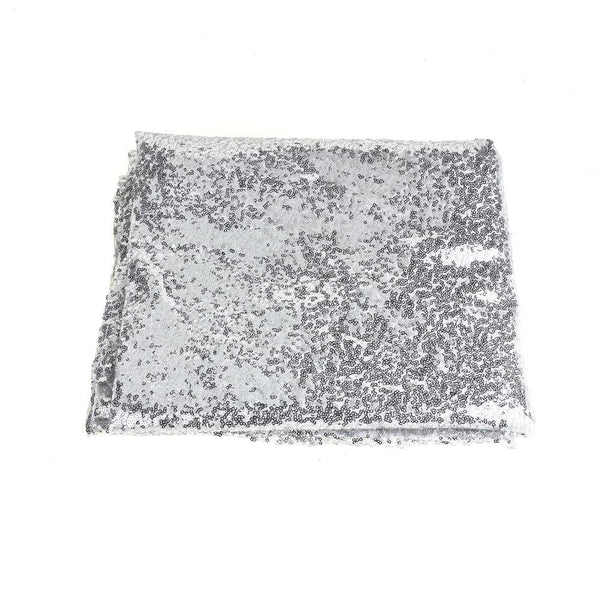 Round Sequin Tablecloth Cover, Silver, 118-Inch