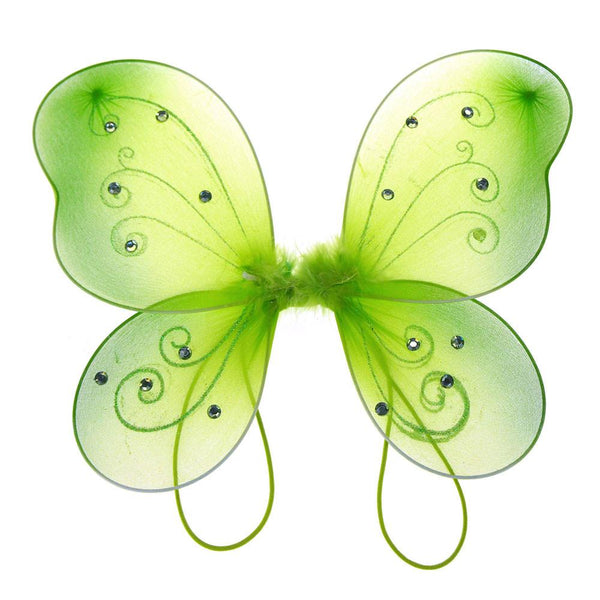 Organza Nylon Butterfly Wings with Glitters, 12-Inch, Apple Green