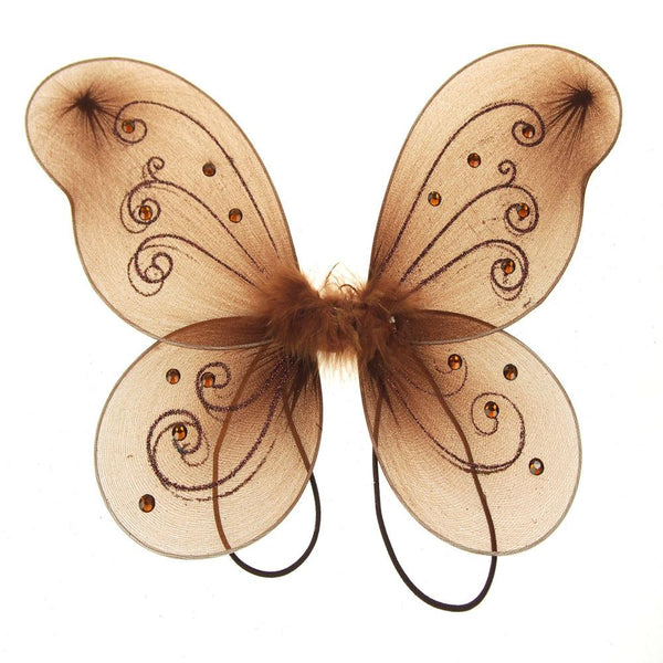 Organza Nylon Butterfly Wings with Glitters, 12-Inch, Brown