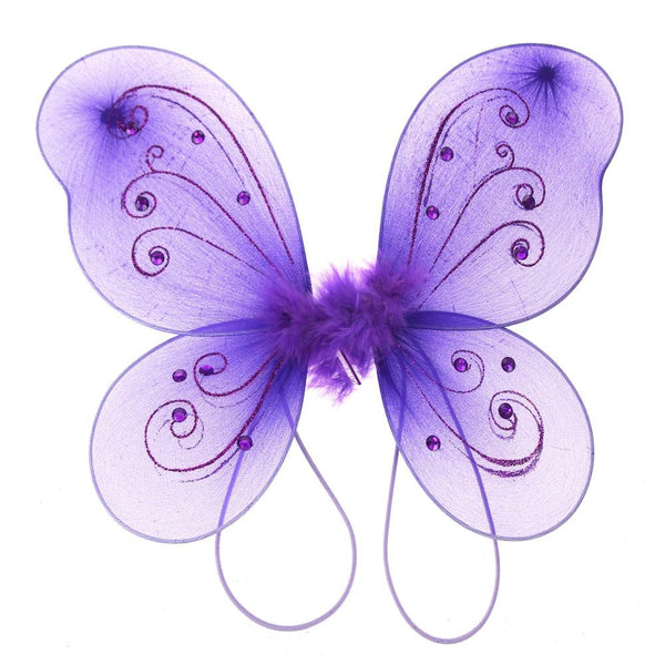 Organza Nylon Butterfly Wings with Glitters, 12-Inch, Purple