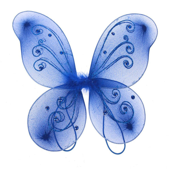 Organza Nylon Butterfly Wings with Glitters, 12-Inch, Royal Blue