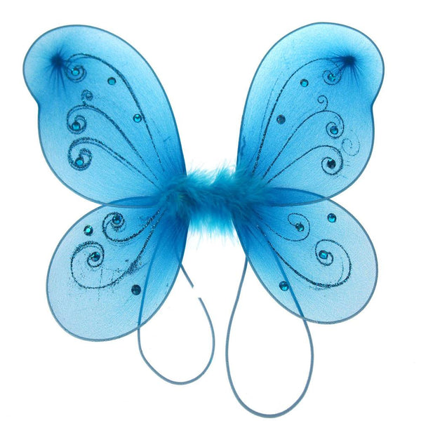 Organza Nylon Butterfly Wings with Glitters, 12-Inch, Turquoise