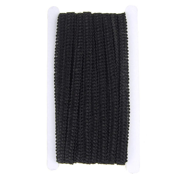 Metallic Gimp Weaved Trim, Black, 12mm, 15-Yards