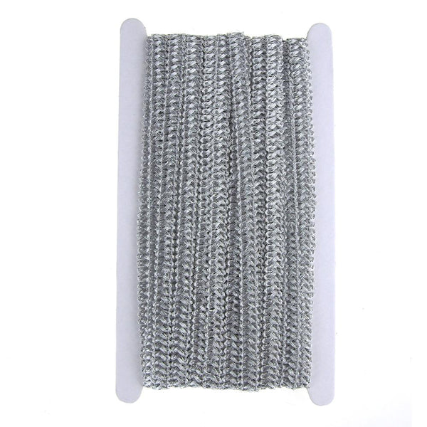 Metallic Gimp Weaved Trim, Silver, 12mm, 15-Yards