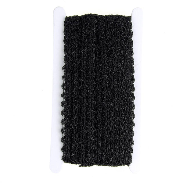 Metallic Flowered Braided Trim, Black, 20mm, 18-Yards