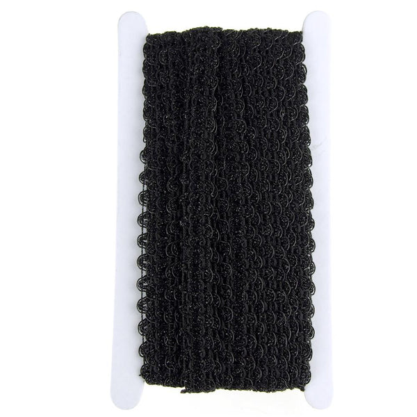 Metallic Woven Waved Trim, Black, 20mm, 15-Yards