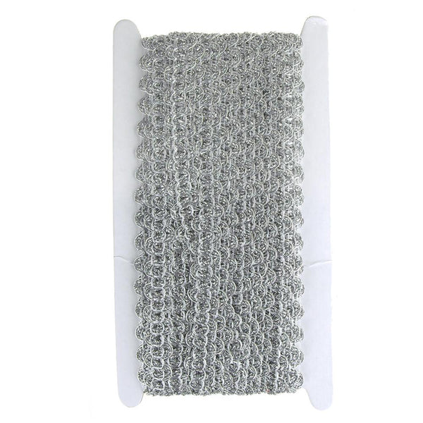 Metallic Woven Waved Trim, Silver, 20mm, 15-Yards