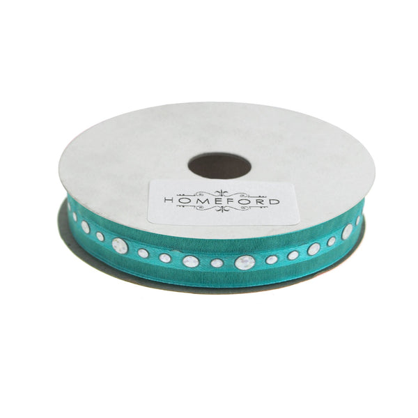 Circle Bling Center Sheer Ribbon, 5/8-Inch 3 Yards, Light Blue