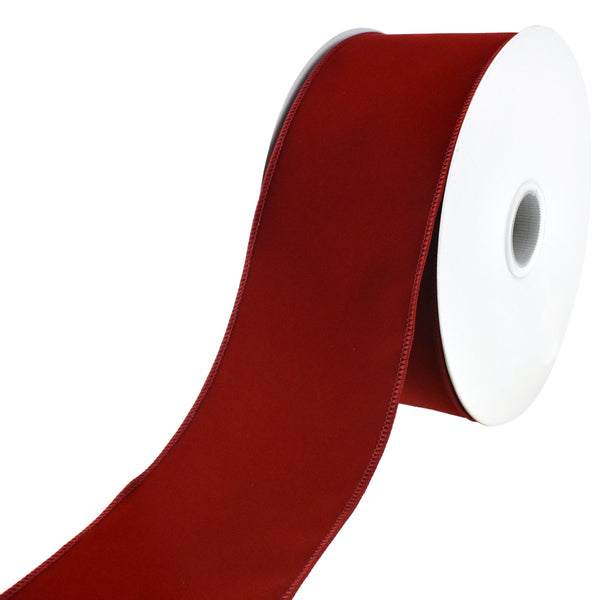 Christmas Velvet Wired Edge Ribbon, Scarlet, 4-Inch, 50-Yard