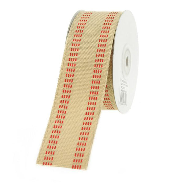 Burlap Webbing Stitch Ribbon, 1-1/2-Inch, 10 Yards, Red