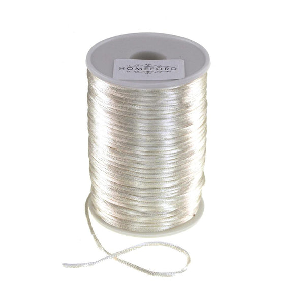 Satin Rat Tail Cord Ribbon Chinese Knot, 1/16-Inch, 100-Yard, Ivory