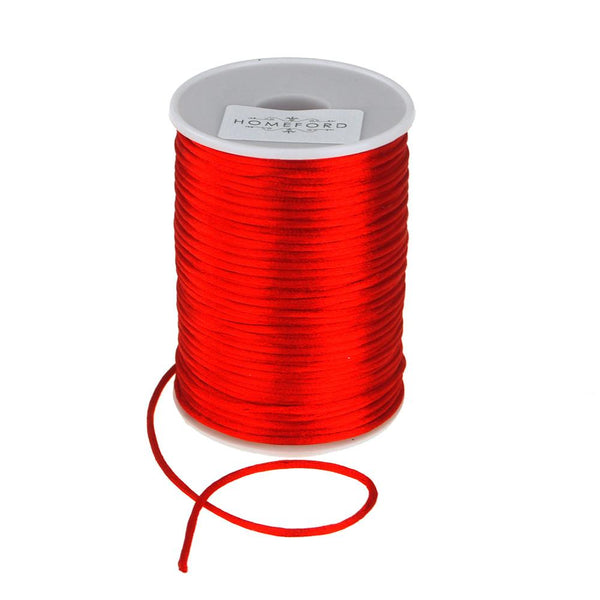 Satin Rat Tail Cord Ribbon Chinese Knot, 1/16-Inch, 100-Yard, Red