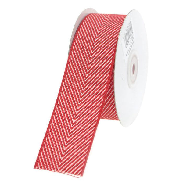 Chevron Herringbone Cotton Ribbon, 1-1/2-Inch, 10 Yards, Red