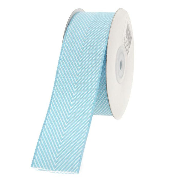 Chevron Herringbone Cotton Ribbon, 1-1/2-Inch, 10 Yards, Light Blue