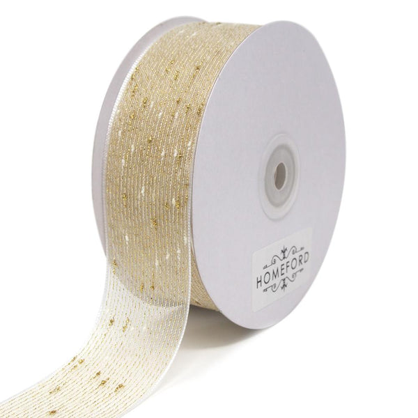 Woven Cotton Twine Slub Ribbon, 1-1/2-Inch, 25-Yard, Gold