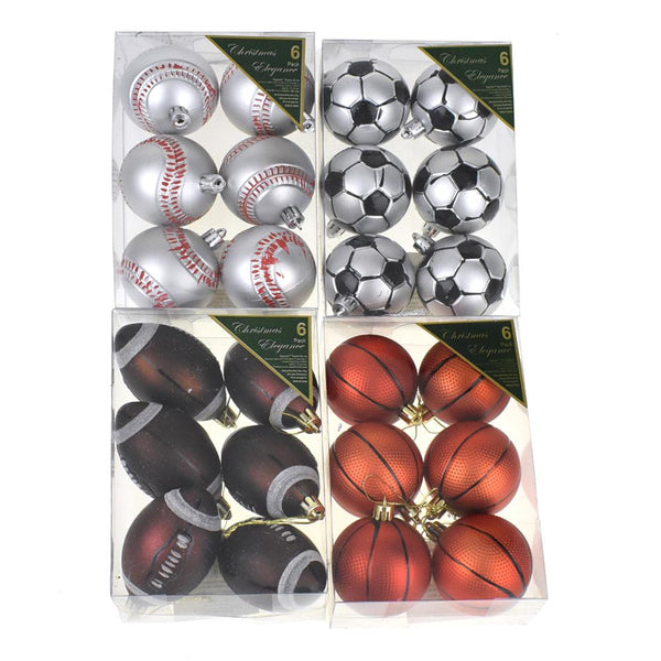 Sports Ball Plastic Christmas Ornaments, 24-Piece