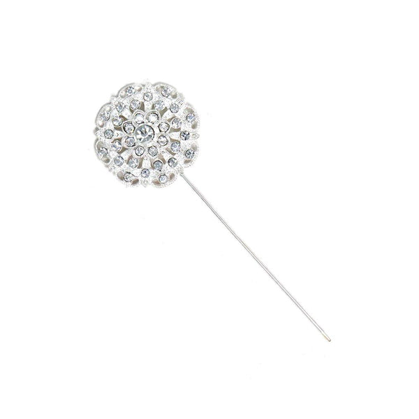 Rhinestone Floral Pin, Silver, 1-1/4-Inch, 6-Count