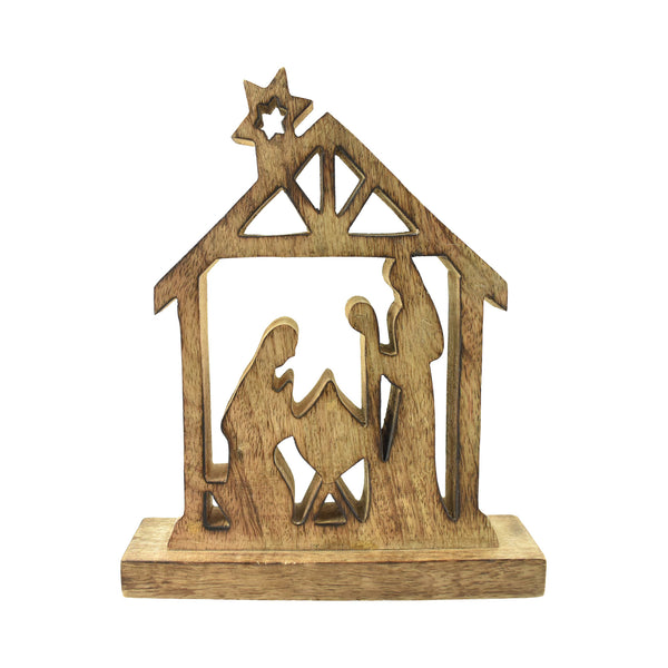 Wooden Nativity Scene Tabletop Decor, Natural, 8-1/2-Inch