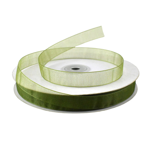 Sheer Organza Unwired Ribbon, 5/8-Inch, 100-Yard - Moss Green