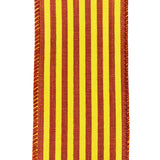 Autumn Cabana Stripes Faux Linen Wired Ribbon, 2-1/2-Inch, 10-Yard - Dark Orange/Yellow