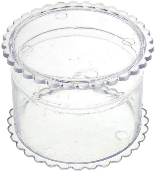 Clear Acrylic Round Favor Boxes with Scalloped Edge, 2-1/2-Inch, 12-Piece