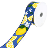 Lemons and Lillies Faux Linen Wired Ribbon, 1-1/2-Inch, 10-Yard