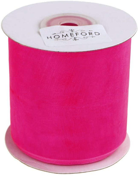 Plain Sheer Organza Ribbon, 2-3/4-inch, 25 Yards, Hot Pink