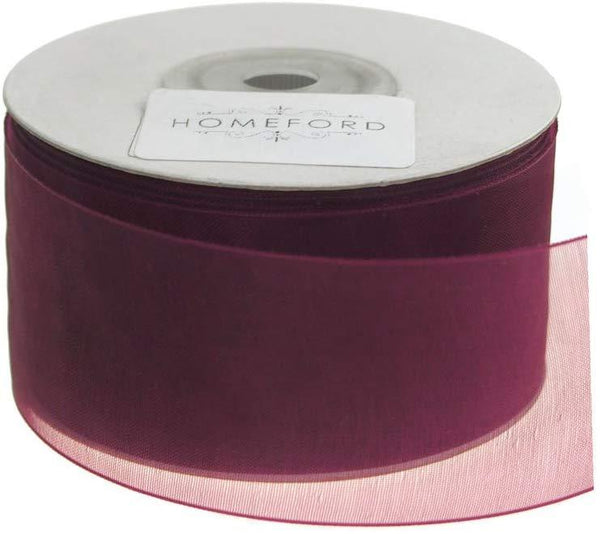 Sheer Organza Ribbon, 1-1/2-inch, 25-yard, Wine