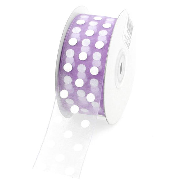 Polka Dot Organza Ribbon, 1-1/2-Inch, 25 Yards, Lavender