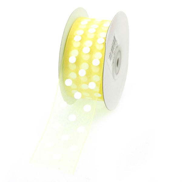 Polka Dot Organza Ribbon, 1-1/2-Inch, 25 Yards, Yellow