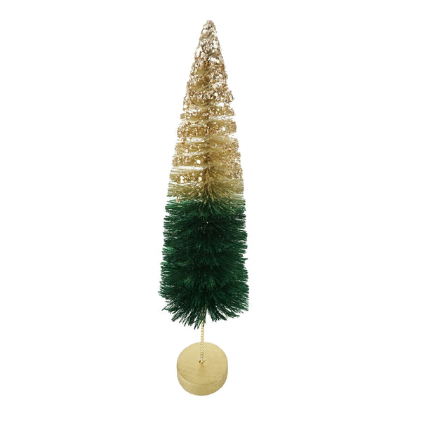 Two-Toned Glitter Sisal Tree with Gold Base, 11-Inch