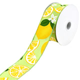 Lemons and Lillies Faux Linen Wired Ribbon, 1-1/2-Inch, 10-Yard