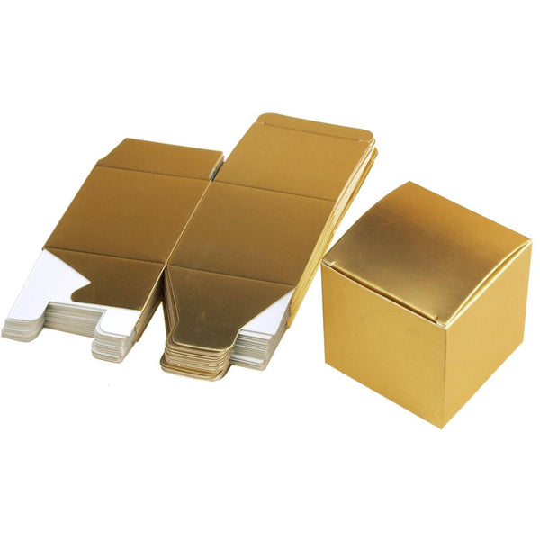 Cube Paper Gift Boxes, 3-Inch, 24-Piece, Gold