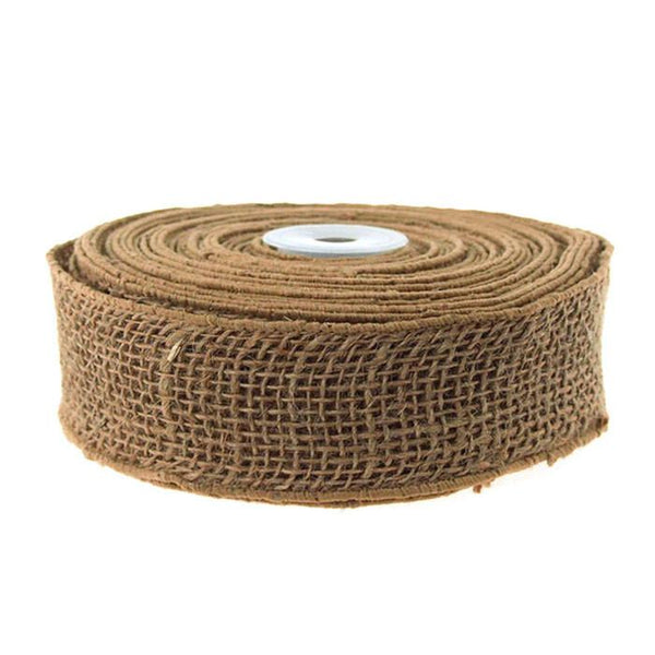 Burlap Jute Ribbon Wired Edge, 2-inch, 10 Yards,, Natural