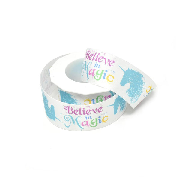 Unicorn "Believe In Magic" Satin Ribbon, White, 1-1/2-Inch, 10-Yard