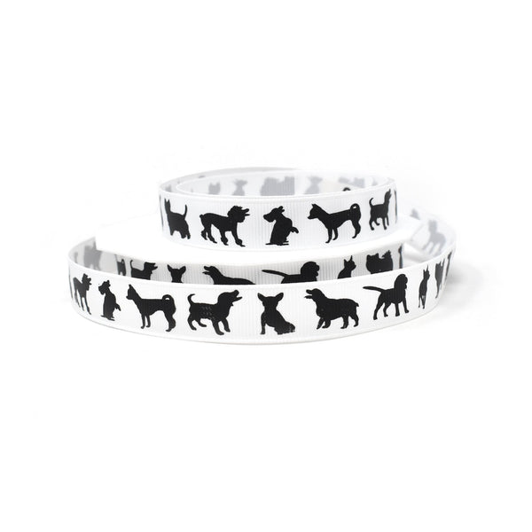 Dog Silhouettes Precious Pets Grosgrain Ribbon, White, 5/8-Inch, 20-Yard