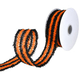 Halloween Fuzzy Stripes Wired Ribbon, 1-1/2-Inch, 10-Yard